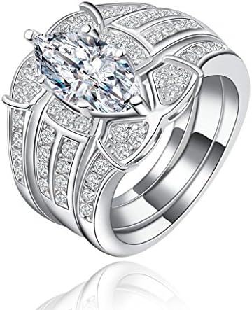 3pc ring set women wedding ring silver plated lady new fashion fine jewelry factory white luxury cz jewellery women bridal rings
