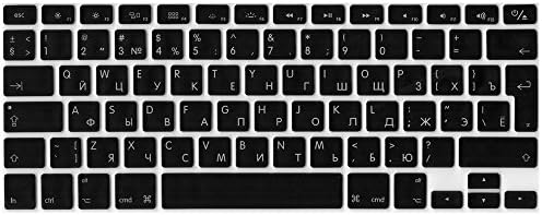 Jewado® Silicone Keyboard Protector Cover for MacBook, Air &amp; Pro 13 15 17 Air 13 Inch, with EU/US Enter (German, Russian, English, Russian, English, Arabic, Clear) black Russisch-Englische (EU-Enter)