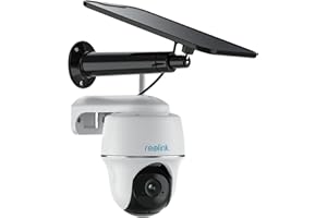 Reolink 4MP/2K Caméra Surveillance WiFi Extérieure sans Fil, Argus PT+Panneau Solaire, Camera Solaire 360° Pan/Tilt, 2.4/5 Ghz WiFi, Vision Nocturne, Détection Humaine, Audio Bidirectionnel, Siren