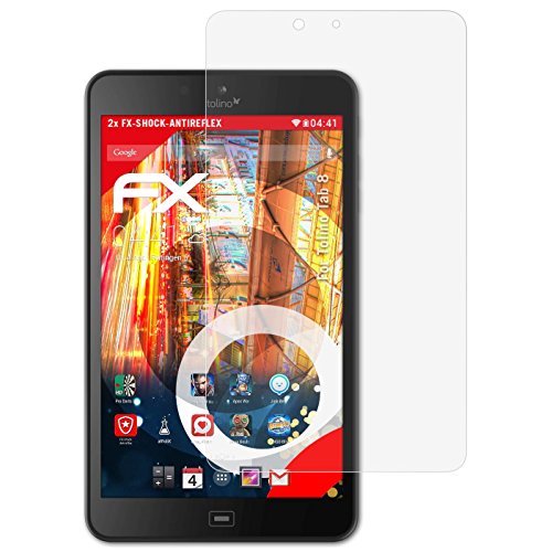 Tolino Tab 8 Panzerfolie - 2 x atFoliX FX-Shock-Antireflex blendfreie stoßabsorbierende Panzerschutzfolie