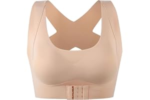LQWYALG Posture Correcting Bra,Women's Front Closure Posture Wireless Back Support Full Coverage Bra,Posture Corrector Body Shaper Bra