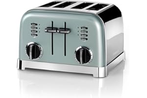 Cuisinart Grille-pain 4 tranches - Fentes larges, idéal pour le pain épais et les bagels - 6 niveaux de brunissage et décongélation - Fentes larges, Remontée maximale - Pistache claire