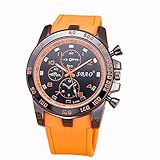 Männer Wasserdichte Quarzuhr Mode zu sehen Edelstahl Schnalle Simulation Geschäftsuhr Outdoor Herrenuhr, Orange