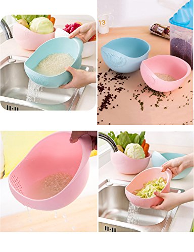 Fashionbabies Neue kreative Kunststoff Gemüse Waschbecken waschen Reis Sieb Obstkorb Küche Gadget L grün - 4