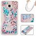 Produktbild KSHOP Schutzhülle Samsung Galaxy J5 (2016)J510 Hülle Schale Etui TPU Silikon Transparent Hardcase,3D Kreative Liquid Bling Hülle Case Dynamisch Treibsand Flüssige Fließend Wasser Glitter Glitzer Glanz Sparkle Klar Hart Plastik Tasche Kristall Handytasche Rückseite - blau Herz Treibsand und rosa Pflaumenblüte