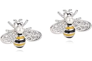 Reffeer Solid 925 Sterling Silver Bumble Bee Earrings Stud for Women Earrings Small Cute Earrings Freshwater Pearl Bee Earrings