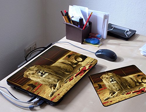 Wilde Tiere 10006, Lion, Skin-Aufkleber Folie Sticker Laptop Vinyl Designfolie Decal mit Ledernachbildung Laminat und Farbig Design für Laptop 11.6″ - 4