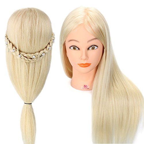 Neverland Training head Hairdressing Head Cosmetology Mannequin Head 10% Real Hair 60cm