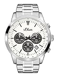 Edler Herrenchronograph s.Oliver Time Herren Chronograph Quarz Uhr mit Edelstahl Armband SO-3334-MC