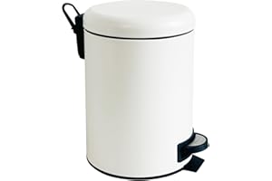 JM ·YIPENG 5L Bathroom Bin,Small Pedal Bin with Removable Inner Bucket and Soft Close Lid,Small Waste Bin for Bathroom, Bedroom,White