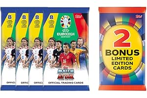 Topps Official Euro 2024 Match Attax - Eco Mega Multipack (Reduced Packaging Version) - Contains 32 EURO 2024 Match Attax cards plus 2 random Limited Edition cards.