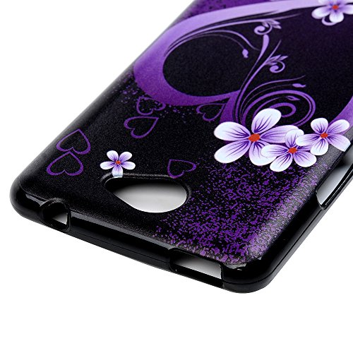 Funda bq Aquaris U U Lite Silicona Gel TPU Ultra Delgado - Mavis s Diary Cover Shock-Absorci  n y Anti-Ara  azos Carcasa Case Bumper Parachoques Choque Absorci  n - Flor de color p  rpura y amor