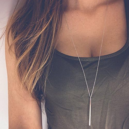 Broncos(TM) Fashion Stick Pendant Necklace Silver Gold Color Girl Long Chain Necklaces Jewelry for women [Silver]