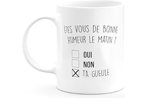 quotedazur Mug Bonne Humeur ta Gueule - Cadeau Collègue Retraite - Idée Cadeau Original, Humour Femme - Tasse Couple Saint Valentin - Gadget Geek Homme - Idéal Anniversaire Soeur Ou Meilleure Amie