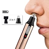 2 in 1 Nose Hair Trimmer for Men, Ear Nose Trimmer, Nose Hair Remover, Rechargeable Nose Trimmer with Miniature Shaving Head,Also Works as a Ear Hair Remover