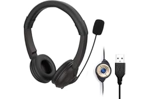 TFUFR ARMYU USB Headsets with Microphone Noise Cancelling Mic & Audio Controls, Wired Stereo Computer Headphone Adjustable Headband PC Headset Earphone for Mac PC, Call Center, Online Conference