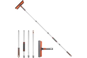 Jubor 2-in-1 Fensterputzer, 160cm Professioneller Fensterwischer mit Teleskopstiel, Autofenster-Reinigungsset mit Aluminium Teleskopstiel für Hohe Fenster im Innen- und Außenbereich, Autofenster