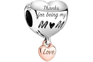 MariaFonte Charm New 2025 Compatibile Tutte Marche Thanks For Being My Mom (grazie per essere la mia mamma) Compleanno Anniversario Festa Ciondoli Originale Bead Argento Cuore Famiglia Natale