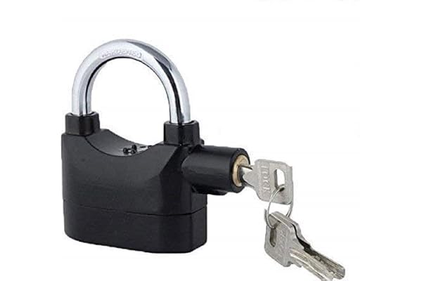 Anti Theft Motion Sensor Alarm Lock, Black Alarm Security Lock with 3 Keys, 110dba Waterproof Padlock for Universal Use, Bicycle, Bike, Door, Window Battery Thickened Shackle Lock (Multi)