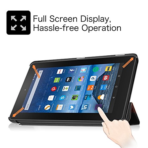 Fintie Hülle für Amazon Fire 7 Tablet (7-Zoll, 7. Generation – 2017) – Slim Cover Lightweight Schutzhülle Tasche mit Standfunktion, Mandelblüten - 4