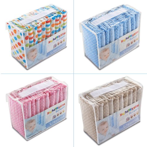 Bumpsters Cot-Bar Bumpers (10x Large, Multi-Coloured Spots/Stripes)