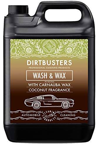 Dirtbusters, detergente e cera cocco - Detergente professionale per auto, premium grade con cera di carnauba per grado di pulizia professionale. Shampoo, 1 x 5 l. Rende 1000 l di detergente.