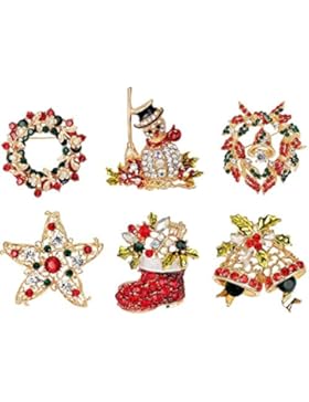 6 Stück Frauen Weihnachten Brosche Kristall Brosche Für Pullover Schal Bekleidungs Schmuck Weihnachten Dekor
