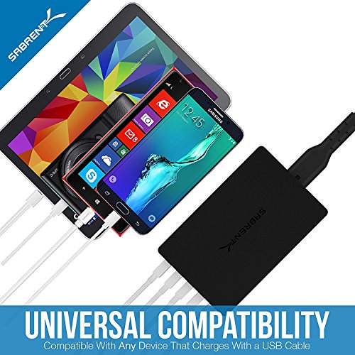 Sabrent Ladegeräte & Adapter Quick Charge 3.0 [UL-zertifiziert] 54W 5-Port Anschlüsse Family-Sized Desktop. USB-Schnellladegerät. Smart-USB-Ladegerät mit Auto Detect Technologie [Schwarz] (AX-QCS5) - 4