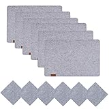 {Spezifikation der Tischsets}:Set mit 6 Tischsets mit Untersetzern. Tischsets Größe: 45 * 30 cm (17.7 * 11.8 in). Untersetzergröße 10*10cm（4*4 in）；4 mm starker Polyesterfilz bietet eine robuste Schutzschicht, um auch bei Unfällen auf Glastischen und anderen Möbeln Schäden zu vermeiden