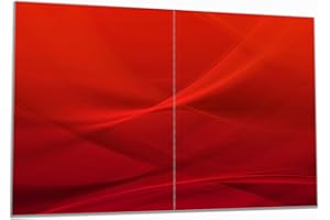 Wallario Herdabdeckplatte/Spritzschutz aus Glas, 2-teilig, 80x52cm, für Ceran- und Induktionsherde, Abstrakte rotes Muster - roter Stoff