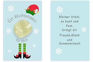 MONTRESTAR Wichtelstein Wichtel Zubehör, Glücksstein mit Karte, Wichtelgeschenk Mitgebselstein, Wichtel Glücksbringer für Kinder Adventskalender Geschenk Weihnachten Kindergarten Schule (2-3 cm, Hellgrün)