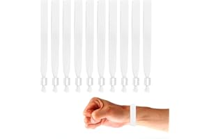 TUKNN Waterproof Event Wristbands, Party Entrance Bands, Adjustable, Writable, Pack of 10, White Event Bands