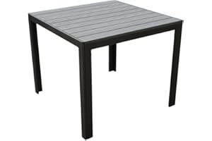Pure Home & Garden Aluminium Gartentisch Fire 90x90 anthrazit mit Nonwood Tischplatte, absolut wetterfest