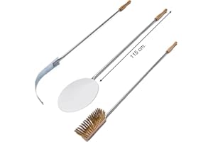 Accessoires pour Four à Bois, Outils pour Four, Pelle pour Tourner la Pizza, Brosse grattoir en Laiton, pic à Braise , pour Fours Profonds 100/110 cm.