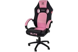 ‎ELITE ELITE Gaming Stuhl MG100 Exodus | Ergonomischer Bürostuhl - Schreibtischstuhl - Chefsessel - Sessel - Racing Gaming Stuhl - Gamingstuhl - Drehstuhl - Chair - Kunstleder Sportsitz (Schwarz/Pink/Weiß)