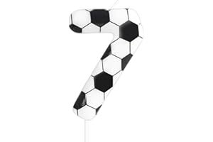 Zolunu Soccer Themed 7th Birthday Cake Candle, Number 7 Candle, Boys Girls Kids Sport-Themed Party Decorations Supplies