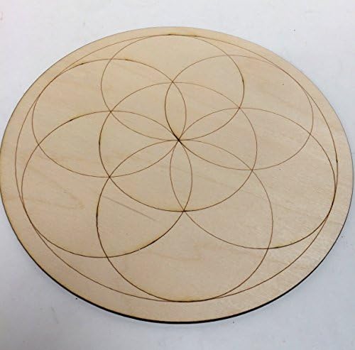 NewAge Designs Large Crystal Grid Plate Seed of Life Sacred Geometry Healing Spiritual Reiki Metaphysical Wooden Crystal Grid