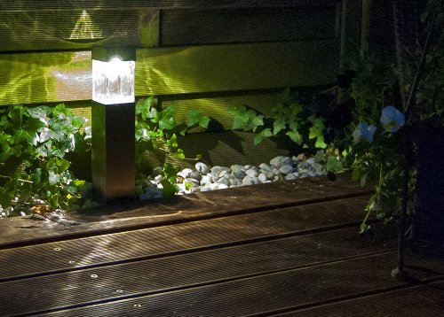Duracell Solar-Gartenleuchte Edelstahl und Glas 4er Set, 5 x Lumen pro Leuchte , Maße: 39,65 x 5,8 x 5,8cm QS7Ma-R5-SS-W4 - 6