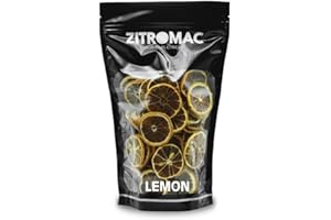 ZITROMAC SOLUCIONES CITRICAS Citron Jaune Séché pour les Cocktails, Fruits Secs Sans Sucre pour Cocktail, Décoration, Confiserie, Noël, Boissons, Tranche de Citron Séchée 100% Naturelle sans Additifs 220gr