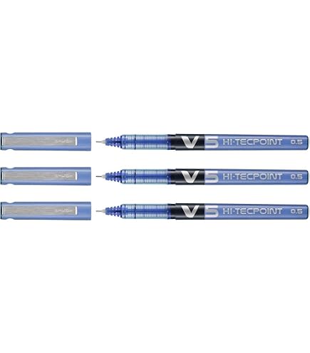 PILOT Hi-Tecpoint V5 RT Tintenroller | 3er Pack | 0,5 Mm Spitze | Blau | Bis Zu 2000 Meter Schreibleistung