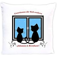 bedruckte Dekokissen mit Füllung - Motiv Katzen mit Wunschnamen