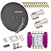 Produktbild DUR-line SELECT  8 TEILNEHMER / 2 SATELLIT - DIGITAL SAT ANLAGE: 75/80cm ALU Sat-Schüssel Anthrazit + 0,1dB LNB Weiß FULL HDTV 4K + PMSE Multischalter 9/8 + 35 Vergoldete F-Stecker gratis dazu