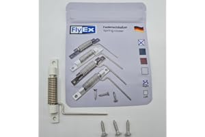 FlyEx Profi Federschließer Zugfeder Rückholfeder Fliegengittertür Schliesser Feder Fliegengitter Fenster Balkontür (Weiß - Rechts)