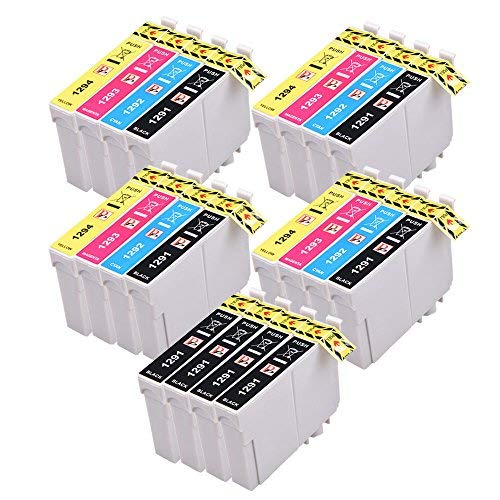 PerfectPrint Lot de 20 cartouches d'encre de rechange pour EPSON SX-230, 235W, 420W, 425W, 435W, 440, 445W, 525WD, 535WD, 620FW ; Stylus Office B42WD, BX-305F, 305FW, 305FW, T1295 (Noir/cyan/magenta/jaune)