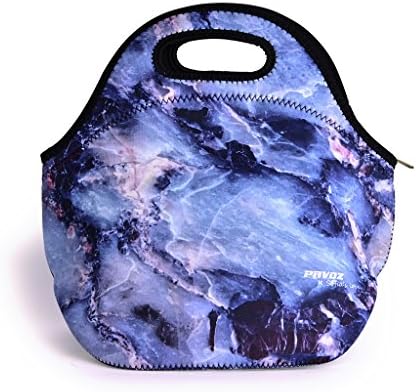 Pavoz High Quality Neoprene Lunch Bag Tote Water Resistant 11X8.3X6.7 Inch Marble