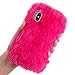 Produktbild LCHDA Plüsch Hülle Samsung Galaxy S7 Flauschige Hasen Fell Hülle Handyhülle Für Mädchen Süße Winter Warm Weich Kaninchen Pelz Niedlich Hase Handytasche Schützend Stoßfest TPU Silikonhülle-Rose Rot