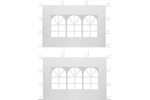 CiCixixi 2-er Pavillon-Seitenteile mit PVC Fenster, 2 x 3M Wasserdicht, Seitenteil Gazebo aus Oxford-Gewebe 210D Faltbar Wasserdicht Partyzelt mit Fenster für Garten-Pavillon, Outdoor, Party