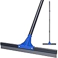 Floor Squeegee with Telescopic Long Handle 59'', Heavy Duty 18" Rubber Wiper Broom for Concrete, Bathroom Tile, Garage, Deck