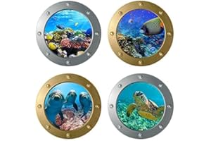 AINIUNIU Monde Sous-Marin Stickers Muraux, Sticker Mural Sous-Marins, Sticker Muraux 3D Marine Tropical Poisson Sticker Pour Salon, Océan Autocollant Décoration Murale Pour Salle Bain Chambre Enfants