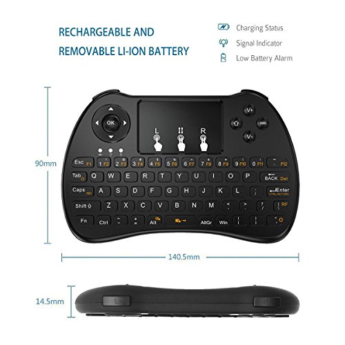 SEGURO Mini 2.4Ghz Wireless Schnurlos Kabellose Touch Tastatur mit Touchpad und Multimedia-Tasten für PC, Android TV und weitere - 6